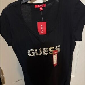 Guess Black Fitted Graphic Tee Short Sleeve